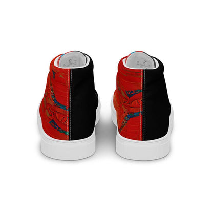 Half Black Half Hónghǎi - Mens High-Top Canvas Shoes