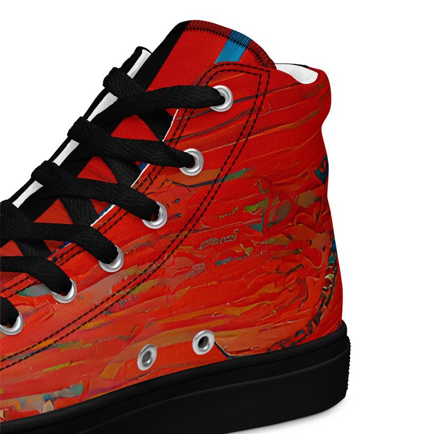 Half Black Half Hónghǎi - Mens High-Top Canvas Shoes