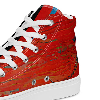 Half Black Half Hónghǎi - Mens High-Top Canvas Shoes