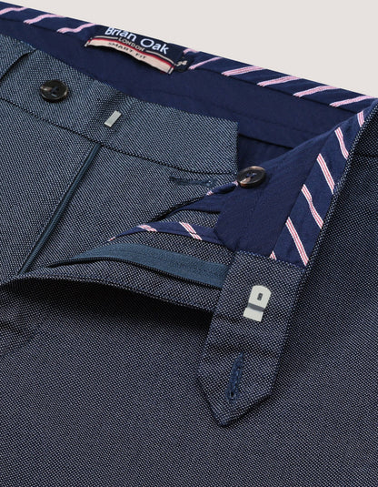 Blue Textured Chino Trouser