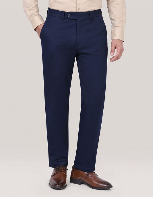 Navy Smart Fit Textured Chino Trouser