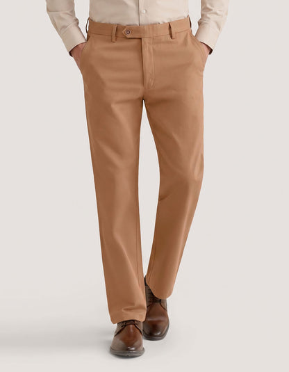 Camel Smart Fit Textured Chino Trouser