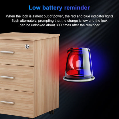 T21FB Micro USB Charging Zinc Alloy Smart Fingerprint + Bluetooth Single Open Drawer Lock File Cabinet Lock, Single Open Fingerprint + Bluetooth