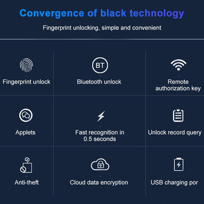 T23FB Micro USB Charging Zinc Alloy Smart Fingerprint + Bluetooth Triple Linkage Open Drawer Lock File Cabinet Lock, Triple Linkage Open Fingerprint + Bluetooth