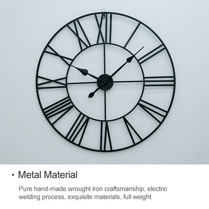 40cm Retro Living Room Iron Round Roman Numeral Mute Decorative Wall Clock, 40cm