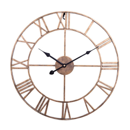 40cm Retro Living Room Iron Round Roman Numeral Mute Decorative Wall Clock, 40cm