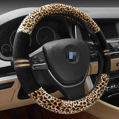 Leopard Grain Steering Wheel Cover, Adaptation Steering Wheel Diameter: 37-38 cm, 37-38cm Beige, 37-38cm Coffee, 37-38cm Black