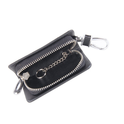 Universal Leather Carbon Fiber Texture Waist Hanging Zipper Wallets Key Holder Bag (No Include Key), Carbon Fiber Texture