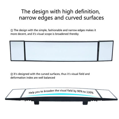 SHUNWEI Large Car Three-Fold Curve Surface Rear View Mirror Reverse Wide Angle Adjustable Angle Auxiliary Blind Area Retroreflector Reversing Wide-angle Lens, SD-2411