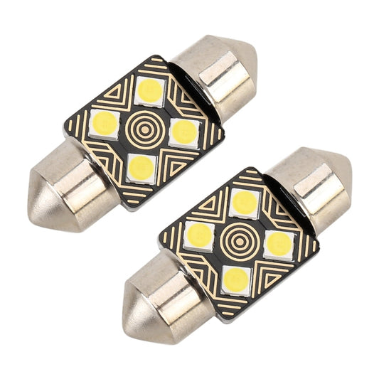 2 PCS 31mm DC12V / 1.5W / 6000K / 110LM 4LEDs SMD-3030 Car Reading Lamp Dome Light, with Decoder, 31mm
