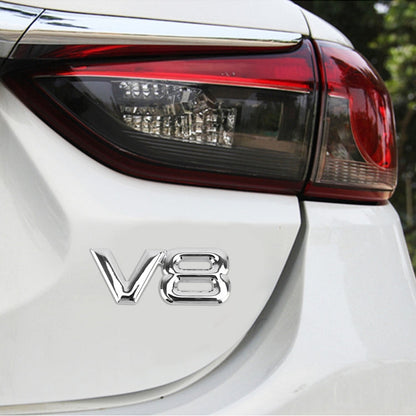 V8 Connect Shape Car Metal Body Decorative Sticker, Size : L, V8 Connect Shape, Size : L (Black), V8 Connect Shape, Size : L (Silver)