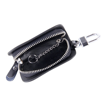 Universal Leather Wood Grain Texture Waist Hanging Zipper Wallets Key Holder Bag (No Include Key)
