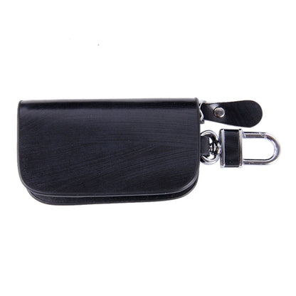 Universal Leather Wood Grain Texture Waist Hanging Zipper Wallets Key Holder Bag (No Include Key)