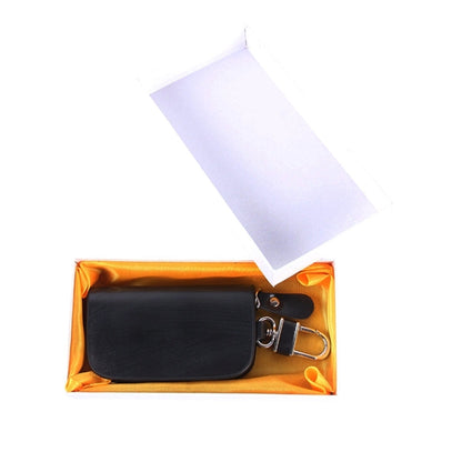 Universal Leather Wood Grain Texture Waist Hanging Zipper Wallets Key Holder Bag (No Include Key)