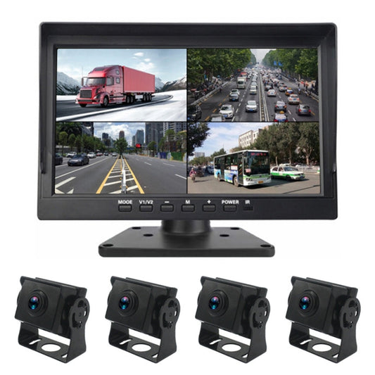 PZ612-4AHD IP67 120 Degree Car AHD 1080P 2 Megapixels 10 inch 4-Way Rearview Mirror Monitor, Night Vision Full Color, with Video Function, PZ612-4AHD