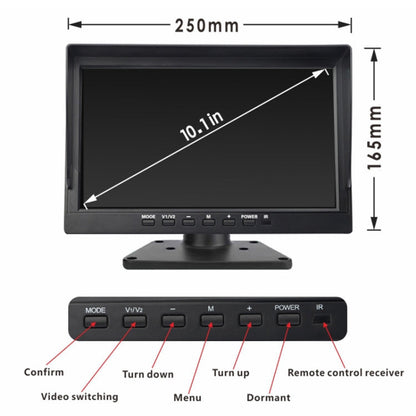 PZ612-4AHD IP67 120 Degree Car AHD 1080P 2 Megapixels 10 inch 4-Way Rearview Mirror Monitor, Night Vision Full Color, with Video Function, PZ612-4AHD