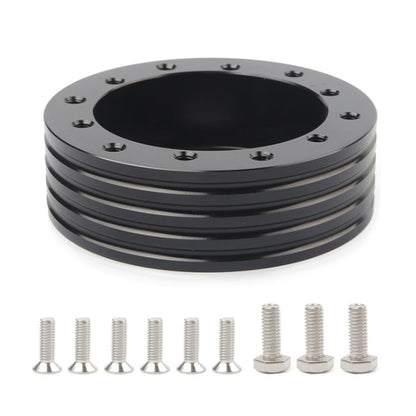 Car Hub for 6-Hole to 3-Hole Steering Wheel Adapter Boss Kit Steering Wheel Spacer Bolts, Adapter (Black)