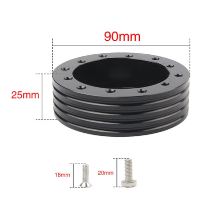 Car Hub for 6-Hole to 3-Hole Steering Wheel Adapter Boss Kit Steering Wheel Spacer Bolts, Adapter (Black)