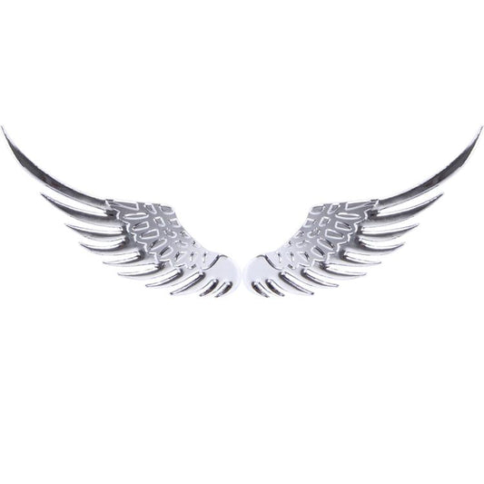 3D Angel Wing Metal Sticker Decal Auto Car Emblem Decal Decoration Color Silver, Angel Wing