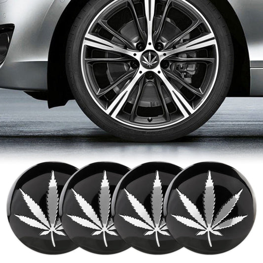 4 PCS Car-Styling Silver Leaves Pattern Metal Wheel Hub Decorative Sticker, Diameter: 5.8cm, Silver Leaves