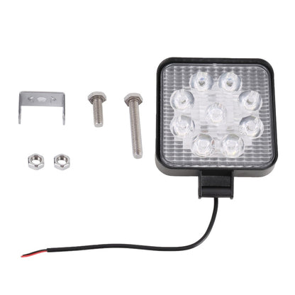 DC 10-30V 27W 2500LM 6000K Waterproof Vehicle Car Boat Marine External Work Lights Emergency Lights 30 Degrees Adjustable Spot Light LED Car Bulbs with 9 Intense Wafer LED Lights, Spot Light+27W