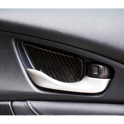 Carbon Fiber Inner Door Handle Bowl Cover Trim Decals Decorative Sticker for Honda Civic 10th Gen, Inner Door Bowl