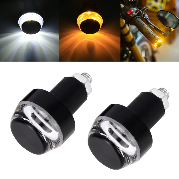 Pair Motorcycle Turn Signal Light Grip Bar Plug Strobe Side Marker End LED Handlebar Lamp, Red Light, Turn Double Light