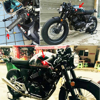 Pair Motorcycle Turn Signal Light Grip Bar Plug Strobe Side Marker End LED Handlebar Lamp, Red Light, Turn Double Light