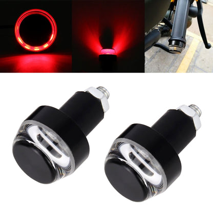 Pair Motorcycle Turn Signal Light Grip Bar Plug Strobe Side Marker End LED Handlebar Lamp, Red Light, Turn Double Light