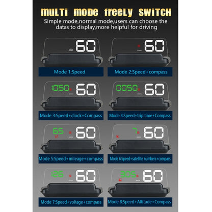 T900 Car GPS HUD Virtual HD Reflection Board Head-up Display, Speed & Driving Distance / Time Display, Over Speed & Voltage & Low Voltage Alarm, Fatigue Driving, T900  Green + White, T900 Blue + White, T900  White
