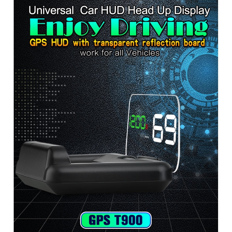 T900 Car GPS HUD Virtual HD Reflection Board Head-up Display, Speed & Driving Distance / Time Display, Over Speed & Voltage & Low Voltage Alarm, Fatigue Driving, T900  Green + White, T900 Blue + White, T900  White