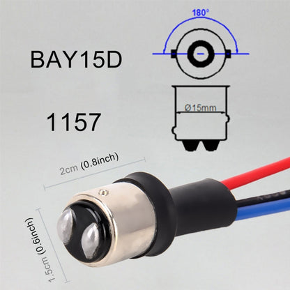 1 Pair 1157 / BAY15D Bulb Holder Base Male Socket with Wire, 1157 / BAY15D