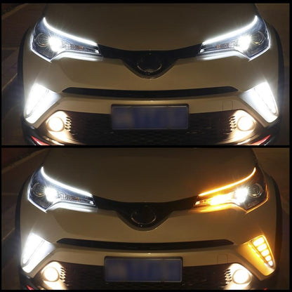 2 PCS 60cm DC12V 7.5W Ultra-thin Waterproof Car Auto Double Colors Turn Lights / Running Lights SMD-2835 LED Bulbs (Turn Lights: Yellow Light; Running Lights: Ice Blue Light), 60cm Turn Lights: Yellow Light; Running Lights: Ice Blue Light              ...