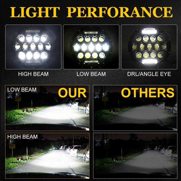 2 PCS 7 inch DC10-48V 36W 6000K Harley Motorcycle Headlight with 12 SMD-5630-LED Lamps and 12 Crystal Lamp Beads, DC10-48V 36W 6000K