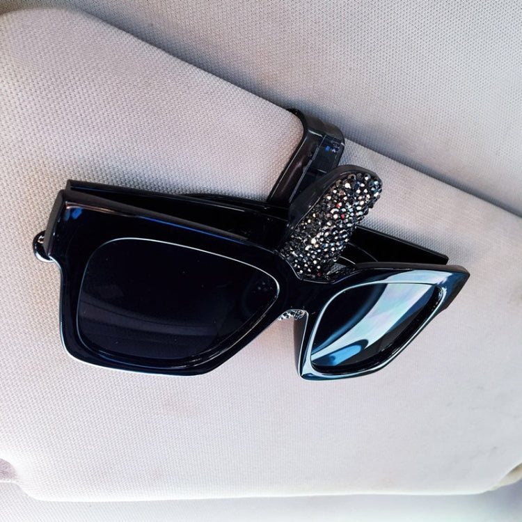 Car Mixed Color Diamond Mounted Glasses Bill Clip Holder