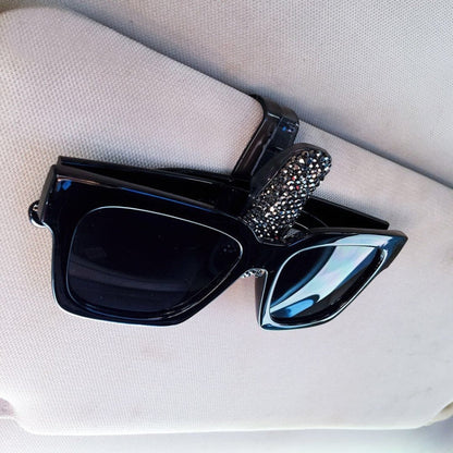 Car Mixed Color Diamond Mounted Glasses Bill Clip Holder