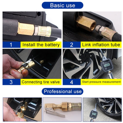 Car Multi-functional Digital LCD Display Tire Air Pressure Inflator Gauge Vehicle Tester Inflation Monitoring, Display Tire Air Pressure