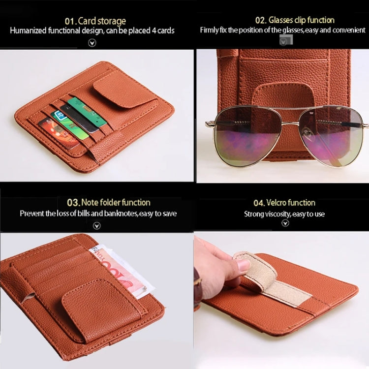 Multi-functional Auto Car Sun Visor Sunglass Holder Card Bill Ticket Storage Holder Pouch Bag