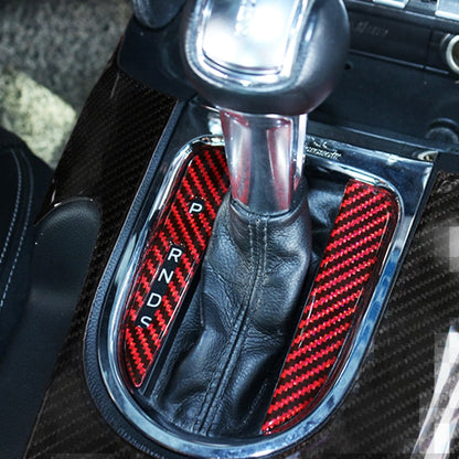 2 in 1 Car Carbon Fiber Gear Position Decorative Sticker for Ford Mustang 2015-2020, Gear Position