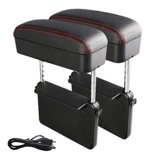 2 PCS Universal Car Wireless Qi Standard Charger PU Leather Wrapped Armrest Box Cushion Car Armrest Box Mat with Storage Box, 2pcs(Black Red), 2pcs(Black White), 2pcs(Grey), 2pcs(Beige), 2pcs(Brown)