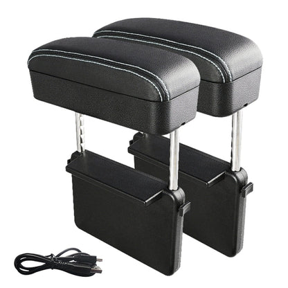 2 PCS Universal Car Wireless Qi Standard Charger PU Leather Wrapped Armrest Box Cushion Car Armrest Box Mat with Storage Box, 2pcs(Black White), 2pcs(Grey), 2pcs(Beige), 2pcs(Brown), 2pcs(Black Red)
