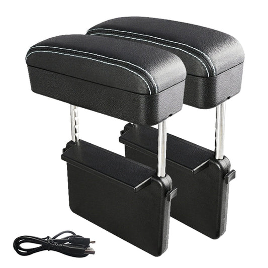 2 PCS Universal Car Wireless Qi Standard Charger PU Leather Wrapped Armrest Box Cushion Car Armrest Box Mat with Storage Box, 2pcs(Black White), 2pcs(Grey), 2pcs(Beige), 2pcs(Brown), 2pcs(Black Red)