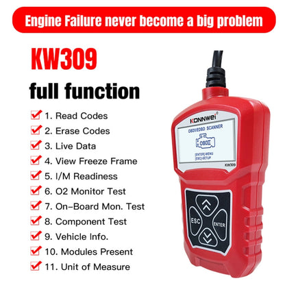 KONNWEI KW309 V309 V310 MS309 Code Reader OBD2 Scanner Diagnostic Tool, KW309