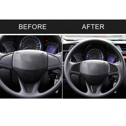 3 in 1 Car Carbon Fiber Steering Wheel Button Decorative Sticker for Honda Fit, Left and Right Drive Universal, For Honda Fit