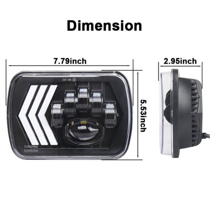 2 PCS 5X7 inch Car Modified Red Background LED Square Headlamp for Jeep Wrangler, For Jeep Wrangler(5X7 inch)