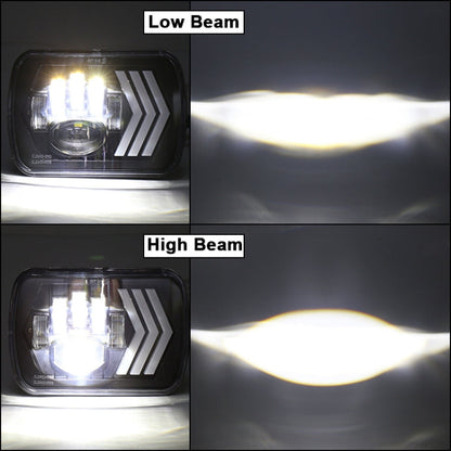 2 PCS 5X7 inch Car Modified Red Background LED Square Headlamp for Jeep Wrangler, For Jeep Wrangler(5X7 inch)