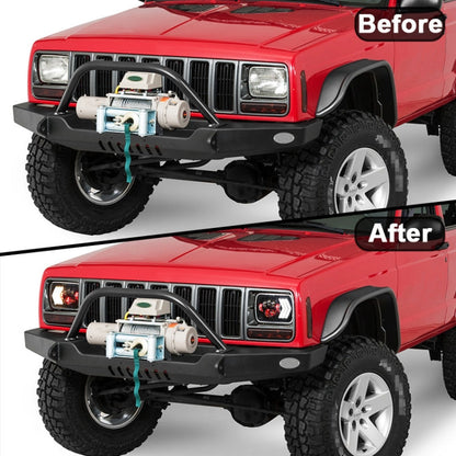 2 PCS 5X7 inch Car Modified Red Background LED Square Headlamp for Jeep Wrangler, For Jeep Wrangler(5X7 inch)
