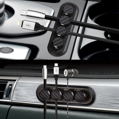Car Carbon Fiber Magnetic Clamp Cable Storage Box Creative Desktop Hub Organizer, Desktop Hub Organizer