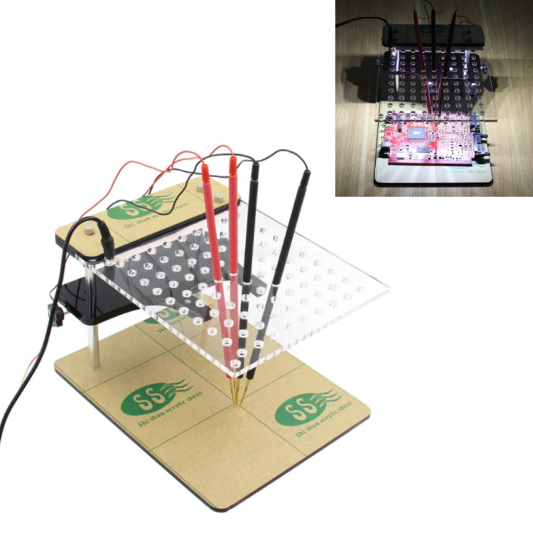 Car LED BDM Frame Holder BDM ECU Brush Test Stand with 4 Probe Pens, US Plug, BDM ECU Brush Test Stand