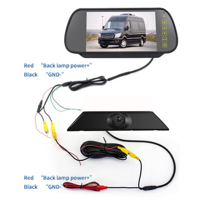 PZ474 Car Waterproof 170 Degree Brake Light View Camera + 7 inch Rearview Monitor for Iveco Daily 4 Gen, PZ474 + 7 inch Rearview Monitor